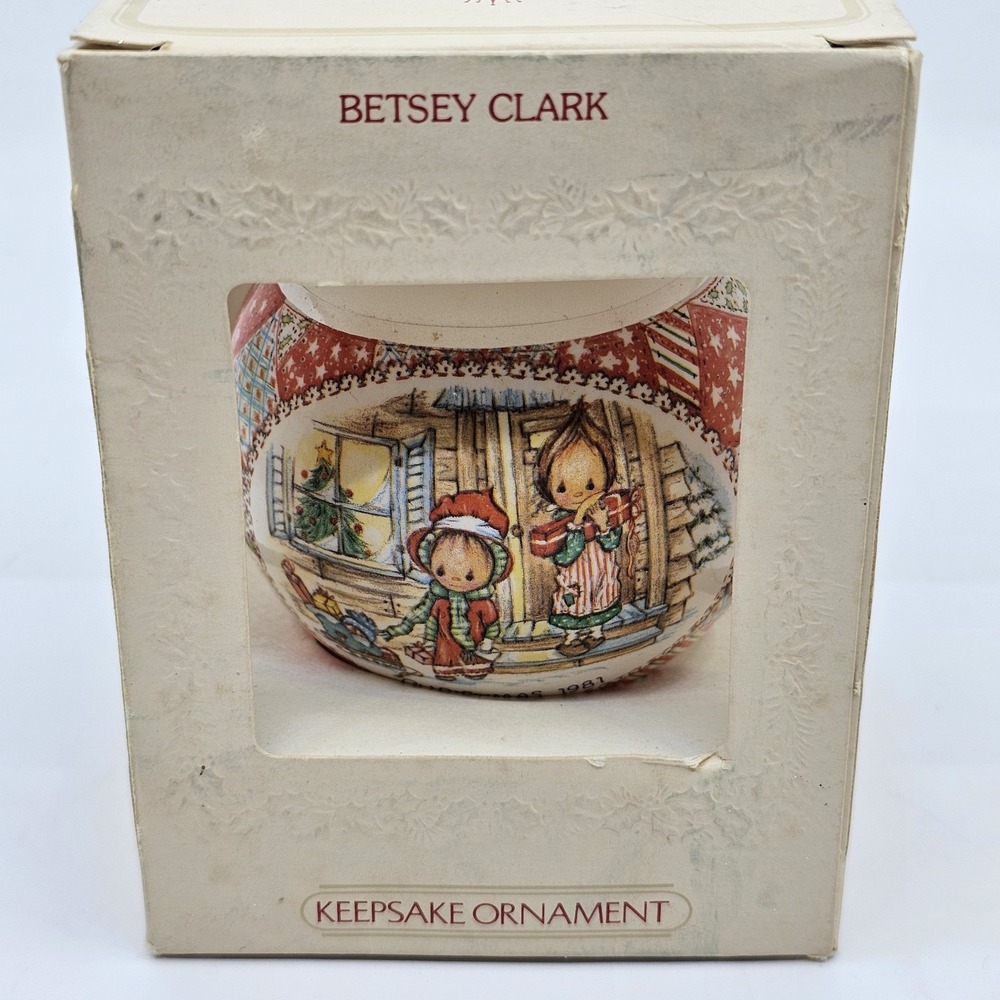 Hallmark Keepsake Glass Ornament 1981 Ball   Vintage Betsey Clark USA Made